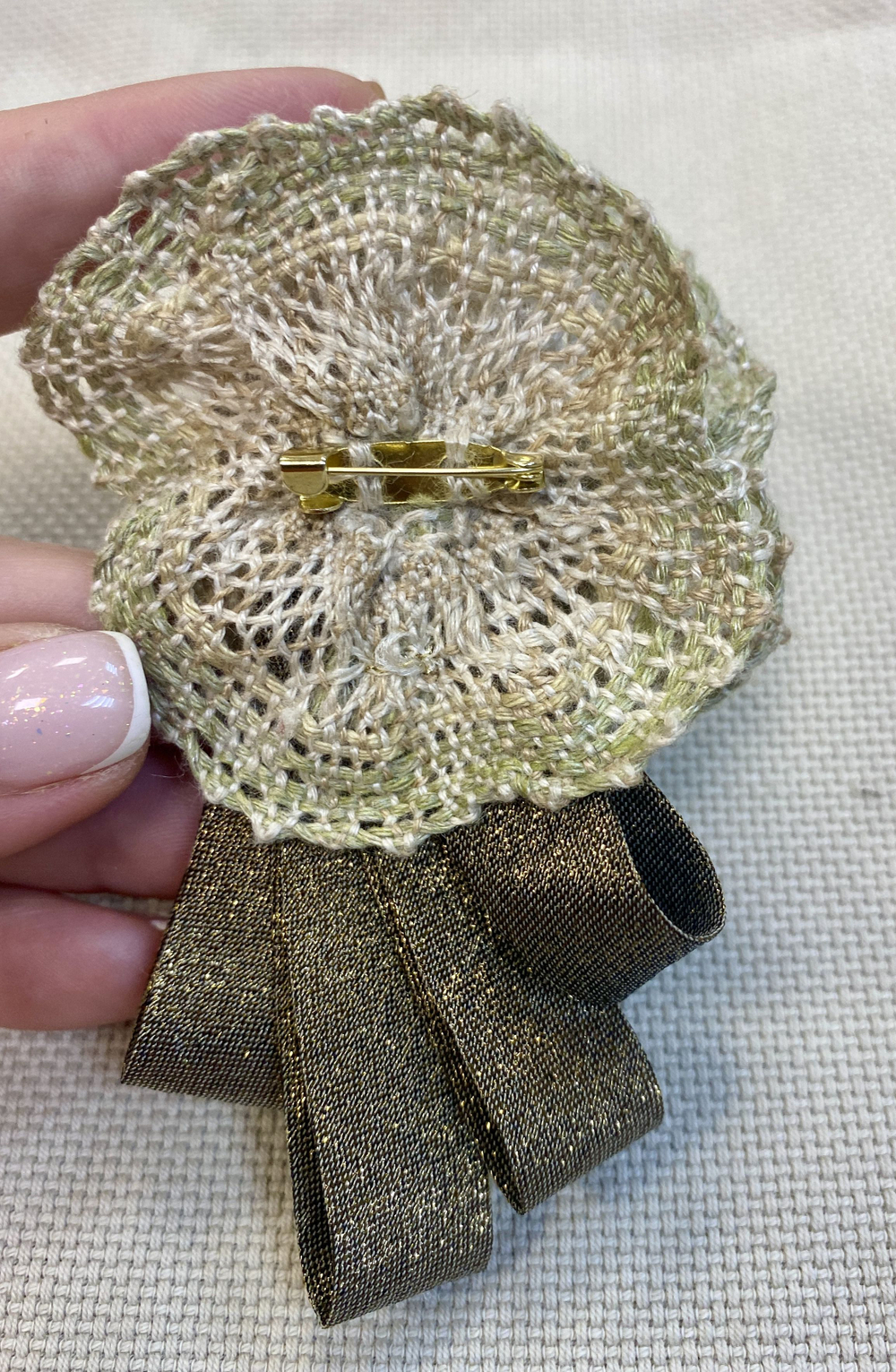 Пряжа лен 100% БРОШЬ текстиль в технике плетения на коклюшках