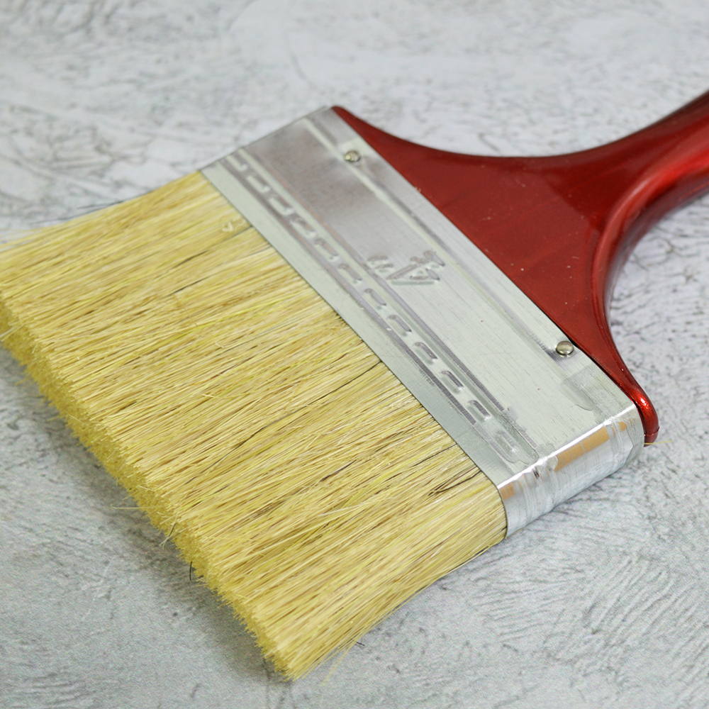 Кисть плоская 4" 100мм, искусственная щетина, деревянная лакированная ручка