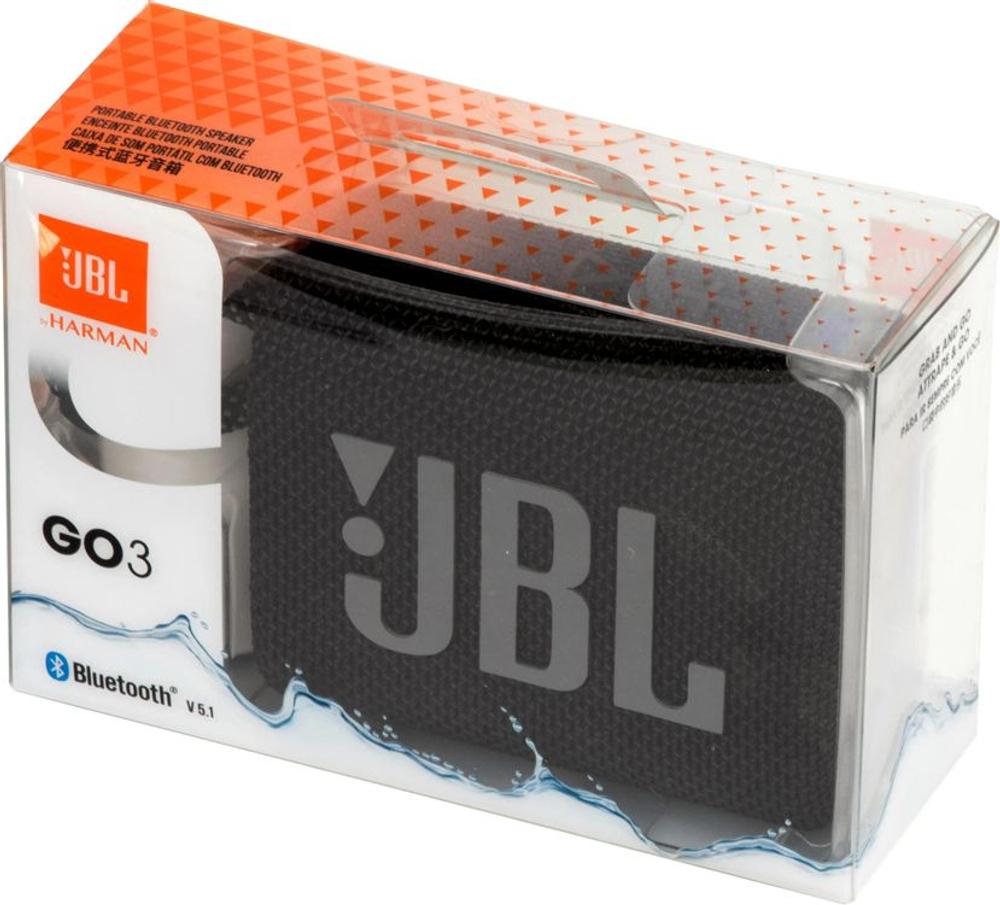 Колонка портативная JBL GO 3, 4.2Вт, черный [jblgo3blk]