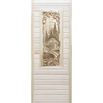 Дверь глухая с панно 3D "Баня, мостик" 1100х400