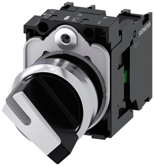 Поворотный переключатель с возможностью подсветки, 22mm, круглый, SIEMENS 3SU1150-2BF60-1MA0