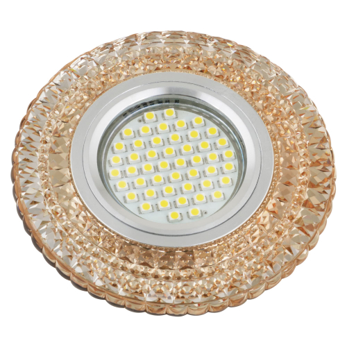 DLS-F131 GU5.3 CHROME/GOLD Светильник декоративный встраиваемый ТМ Fametto, серия Fiore. Без лампы, цоколь GU5.3. Основание металл, цвет хром. Отд