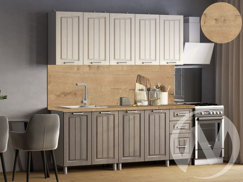 Кухня Лаура 2.0м (корпус белый/клен кремовый; клен серый) 38мм дуб бунратти