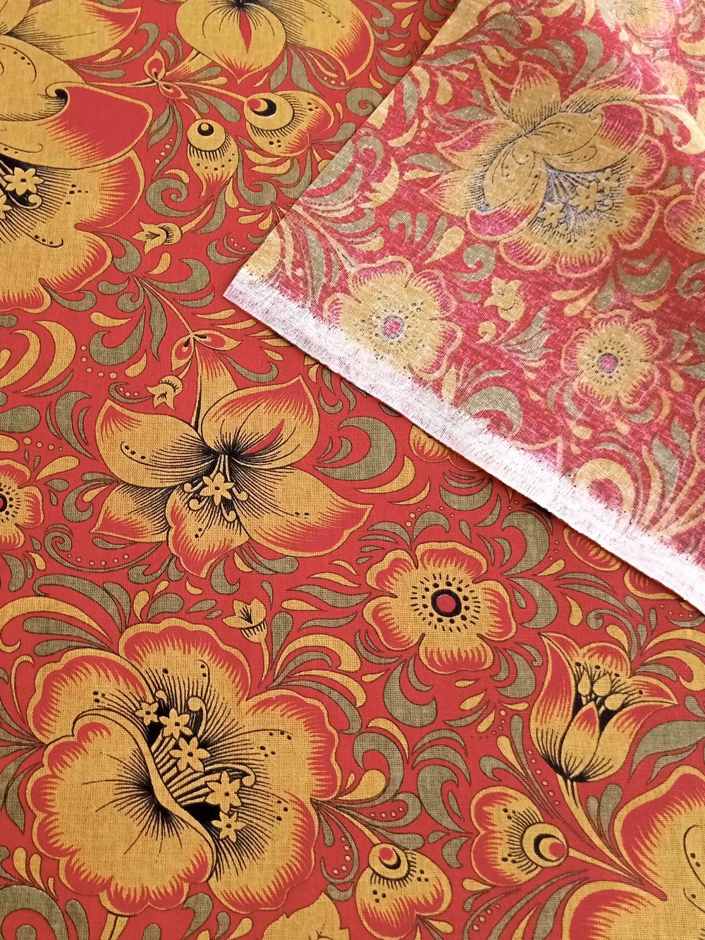 Ткань бязь плательная, рис. "Хохлома", ширина 150 см, арт. 34.6