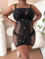 Платье сетка Shans со стразами черный XXL/XXXL