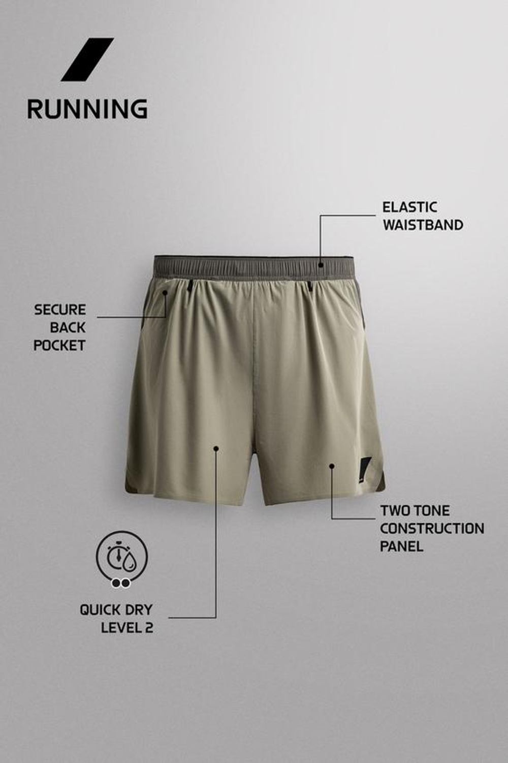 ZARA КОМБИНИРОВАННЫЕ ШОРТЫ ДЛЯ ТРЕЙЛРАННИНГА 7”, СЕРЫЙ