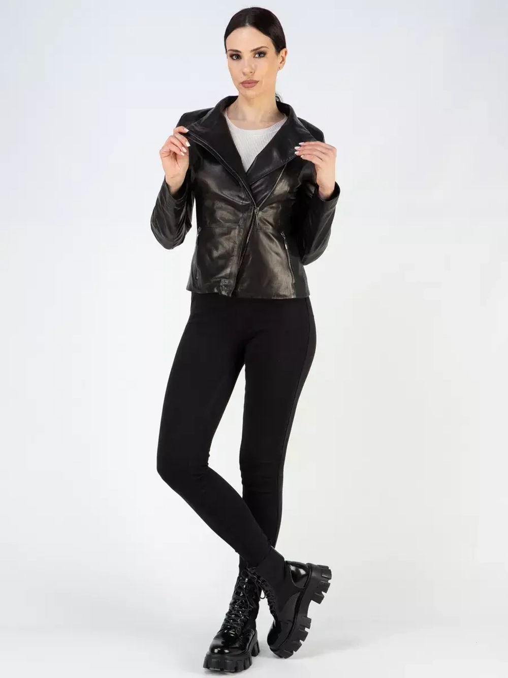 Кожаная куртка осень натуральная косуха