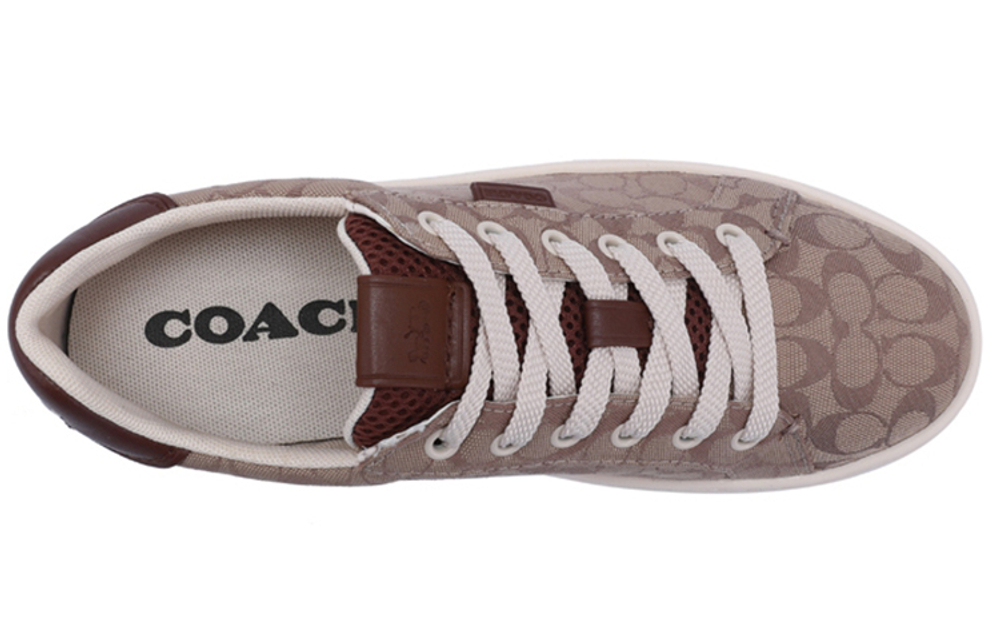 COACH Coach Lowline fabric letter lace-up wear-resistant non-slip low-top fashion sneakers women's brown