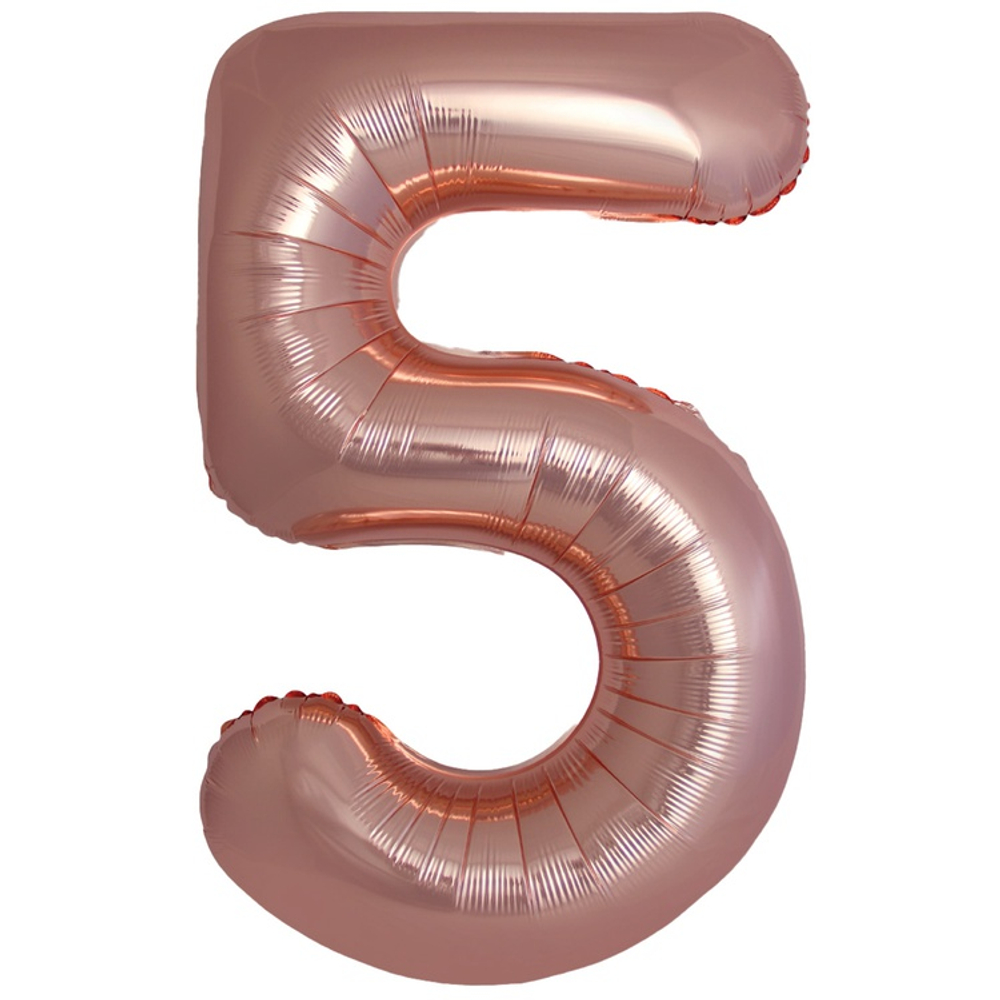 Шар фольгированный Цифра 5 101 см (Розовое Золото)