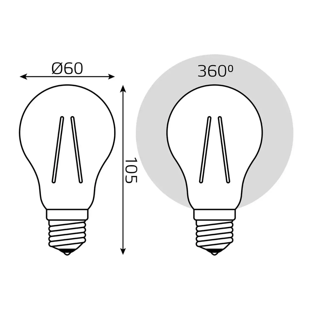 Лампа Gauss LED Filament А60 20W 1800lm 2700К Е27 102902120