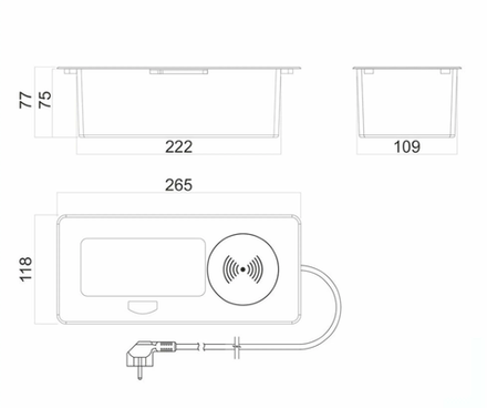 Блок розеток выдвижной горизонтальный COMPLEX