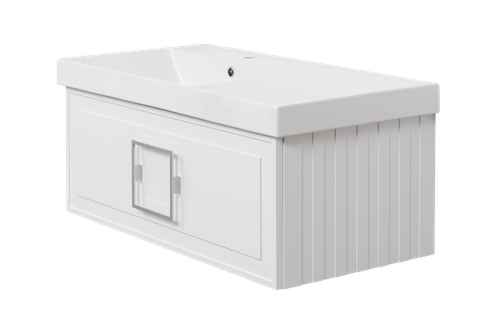 Тумба с раковиной La Fenice Cubo Bianca 90 см FNC-01-CUB-B-90 левая, белая матовая