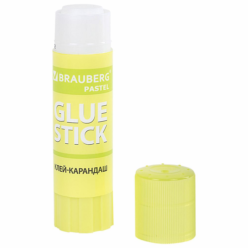 Клей-карандаш в пастельном корпусе BRAUBERG PASTEL 15 г PVP-основа ассорти (20 штук в упаковке)
