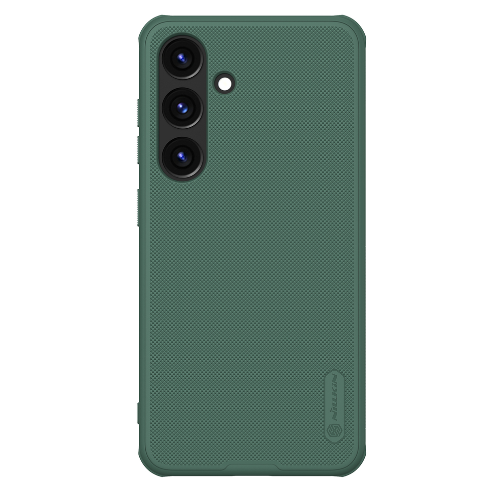 Усиленный чехол зеленого цвета (Deep Green) от Nillkin для смартфона Samsung Galaxy S24, серия Super Frosted Shield Pro