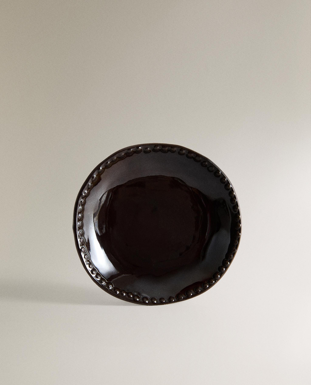 Zara Home тарелка из каменной керамики, цвет коричневый, 7.7 см