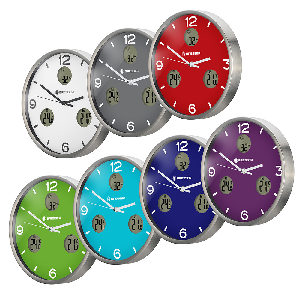 Часы настенные Bresser MyTime io NX Thermo/Hygro, 30 см, белые