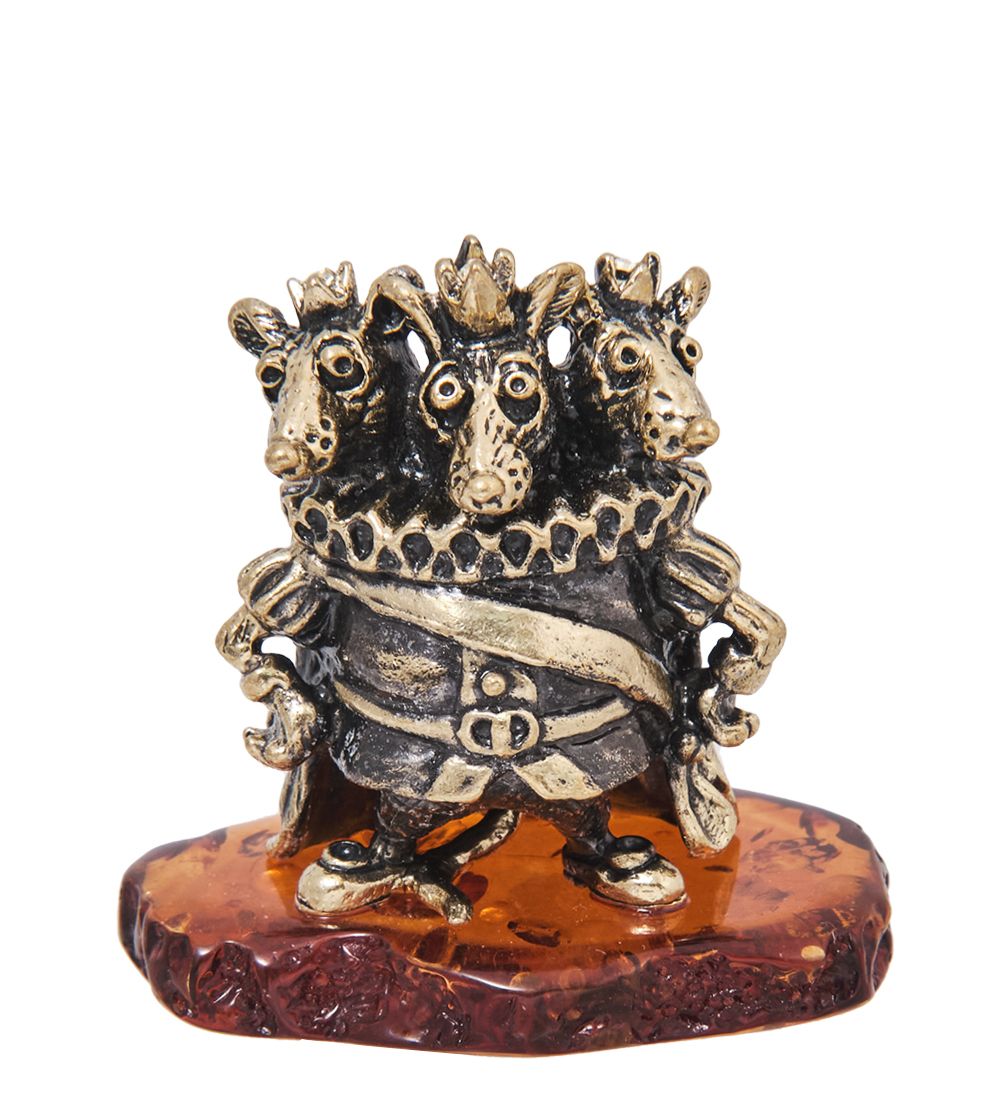 Народные промыслы AM-4088 Фигурка «Мышиный король» (латунь, янтарь)
