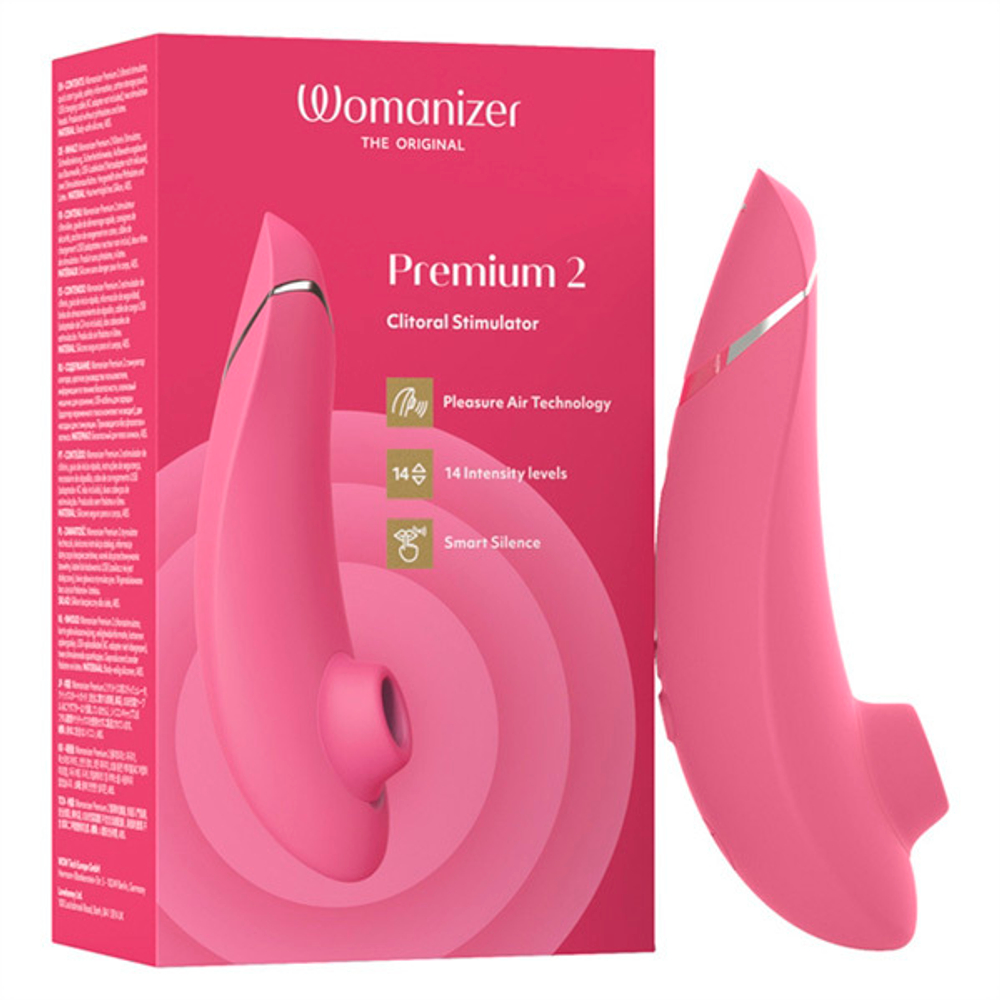 Розовый вакуумно-волновой клиторальный стимулятор Womanizer Premium 2 Raspberry WZ212SG7