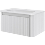 Тумба c раковиной VOI 786-080-MW+782-080-R-MW 80 см, на 1 отверстие, рифленая, MATT WHITE