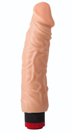 Гелевый вибромассажёр с крупной головкой - 19,5 см. (Цвет: телесный)