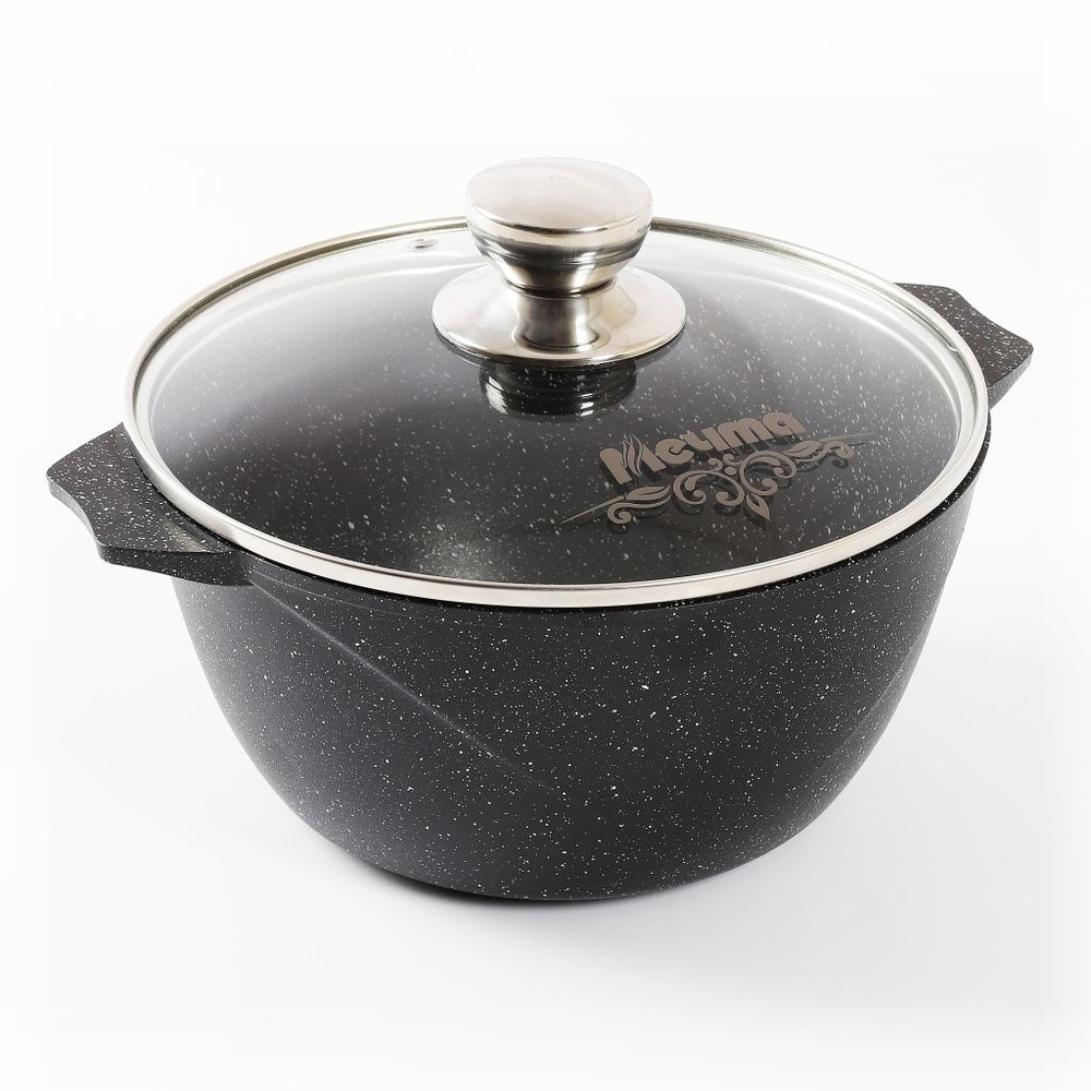 Кастрюля алюм, антиприг, 3 л, с крыш, крыш стекло, Мечта, Гранит black Induction Pro, 43802И, индукц