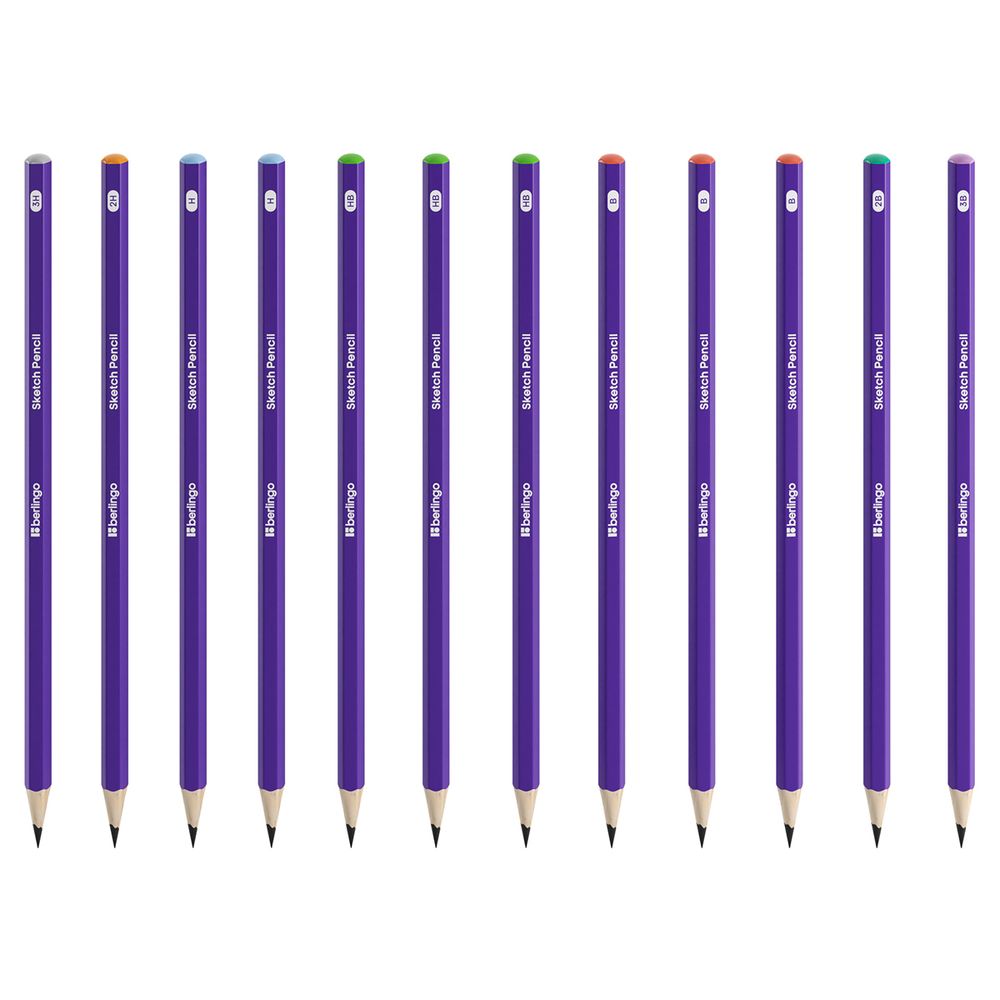 Набор карандашей чернографитных 12шт. 3H-3B, Berlingo Sketch Pencil, картон.уп.