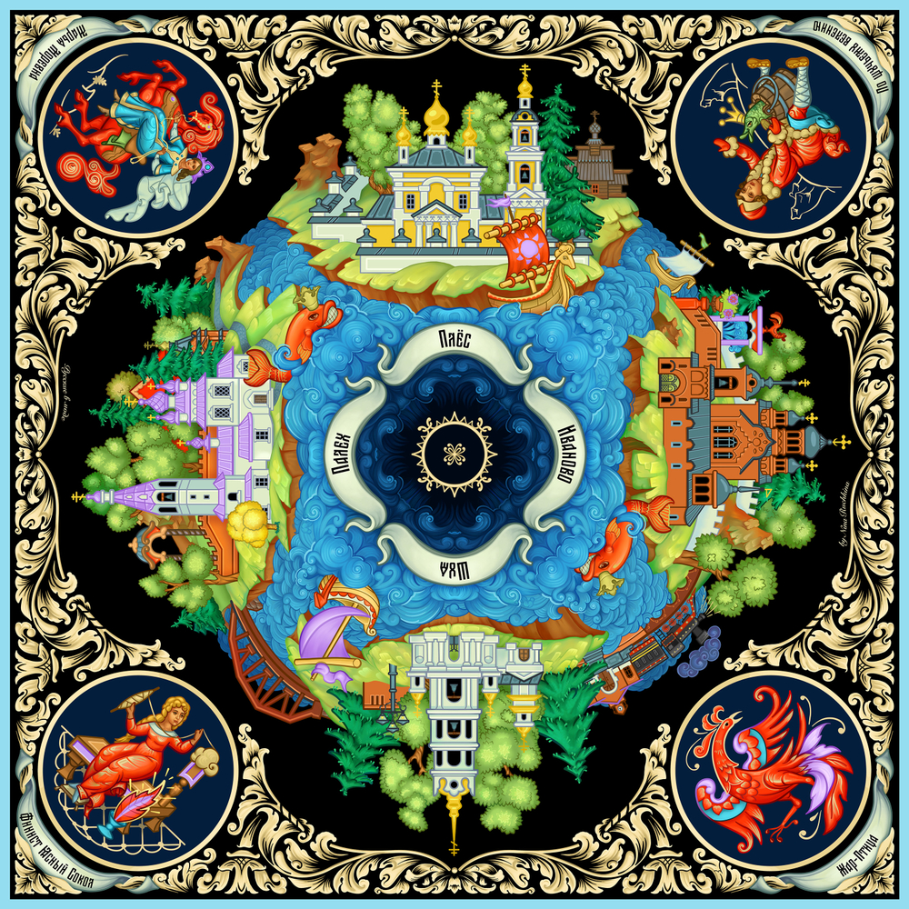 Платок «Палех» 100% шелк