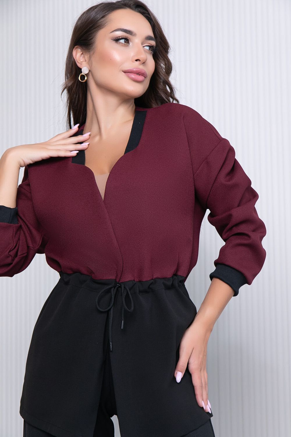 Жакет "На стиле" (блэк/бордо) Б7071 LT Collection