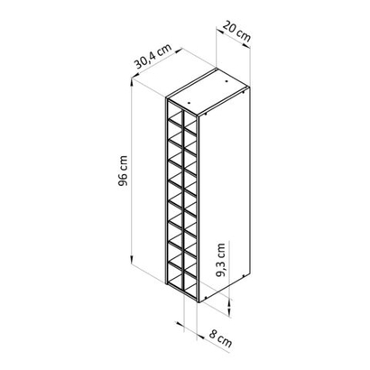 Кухонный модуль навесной для бутылок из массива сосны, 20 см