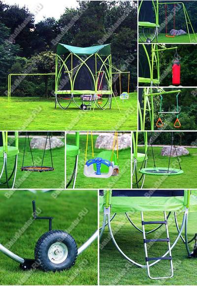 Батут с сеткой, качелями и баскетбольным кольцом, диаметр 8 фт