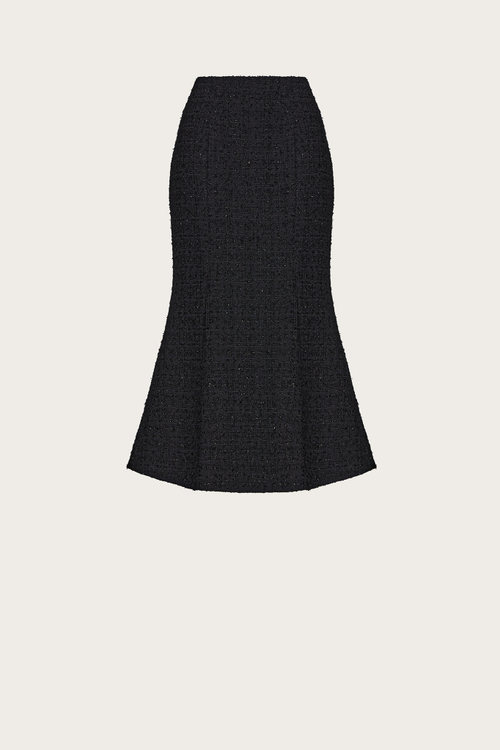Юбка-годе из черного хлопкового твида