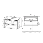 База под раковину Paola 1000 подвесная, 2 выкатных ящика soft close, V.Oak, , шт