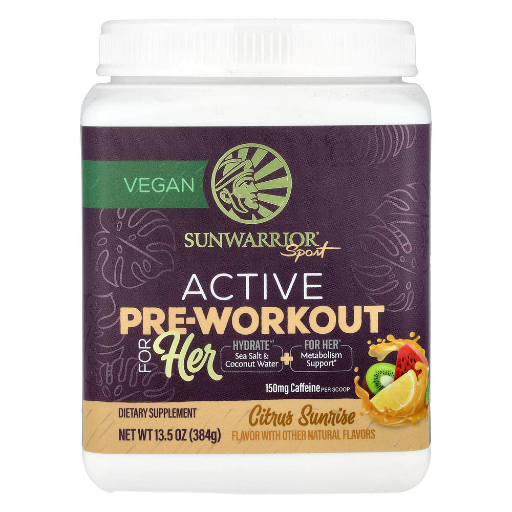Sunwarrior, Sport, Active Pre-Workout For Her, Citrus Sunrise, 384 г (13,5 унции)