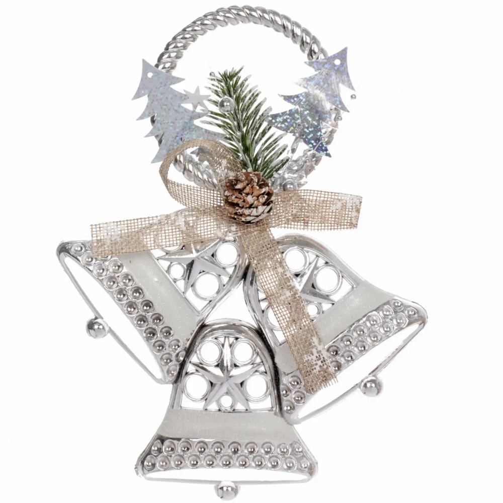 Украшение новогоднее «Звон колокольчиков» 18*23 см, Серебро