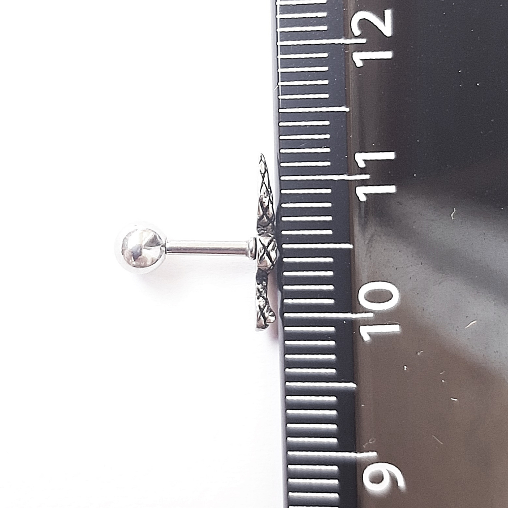 Микроштанга 6 мм "Змея" для пирсинга ушей. Медицинская сталь. 1 шт