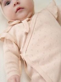 Слип на кнопках с крылышками "Нюд" из ажурного хлопка 0+