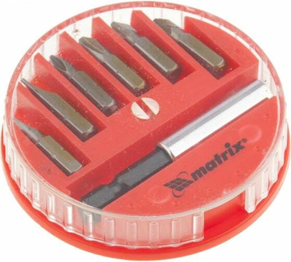 НАБОР БИТ MATRIX МАГНИТ/АДАПТЕР ДЛЯ БИТ СТАЛЬ 45X 7 ПРЕДМ В ПЛАСТ/БОКСЕ 11392