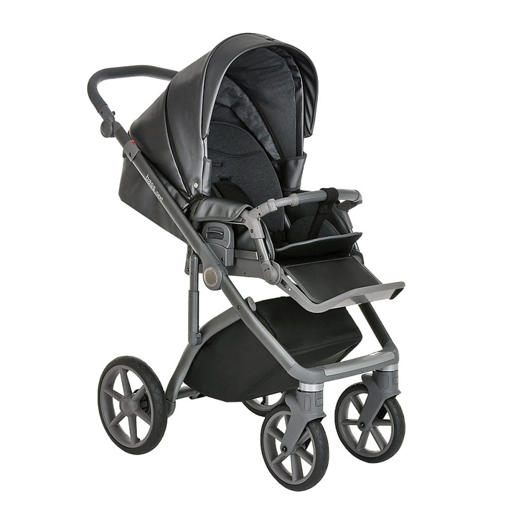 Детская коляска Roan Bass Next Кожа 2 в 1 RN083/1 Graphite Pearl