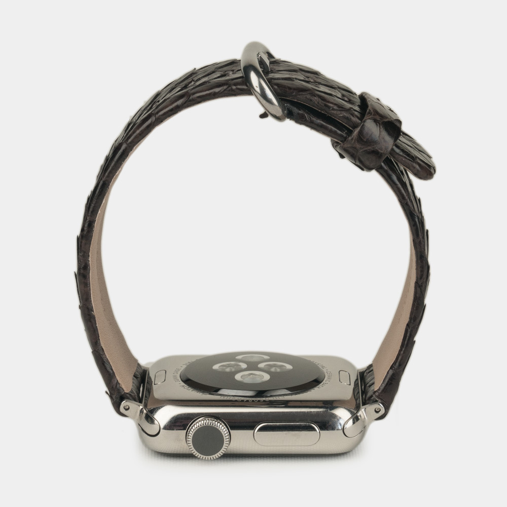 Ремешок для Apple Watch 40/41/42 mm из кожи питона, темно-коричневого цвета