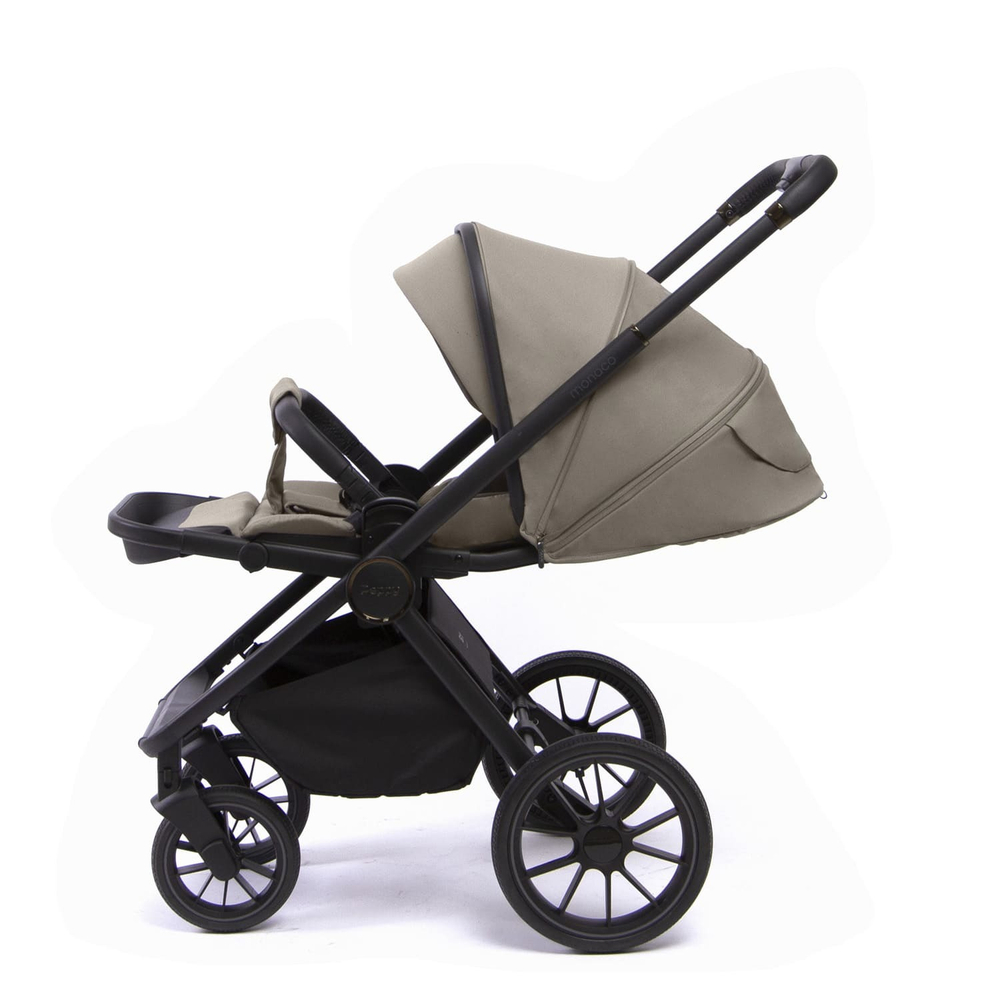 Коляска детская Peppy Monaco 2 в 1 Sandstone (песочный), рама черная