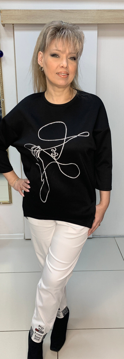 Коттоновая толстовка со стразовым cилуэтом