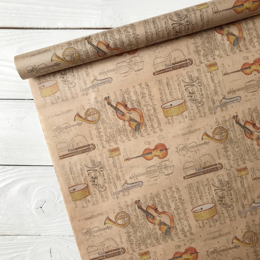 Крафт бумага упаковочная "Музыка", 0,72 х 10 м, 40 г/м2