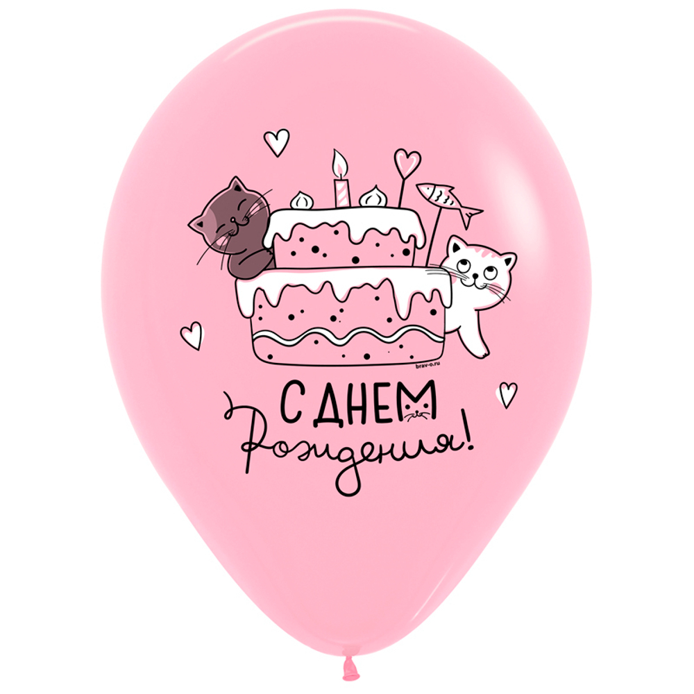 Воздушные шары Decobal с рисунком С днем рождения Милые котики, 50 шт. размер 12" #312714