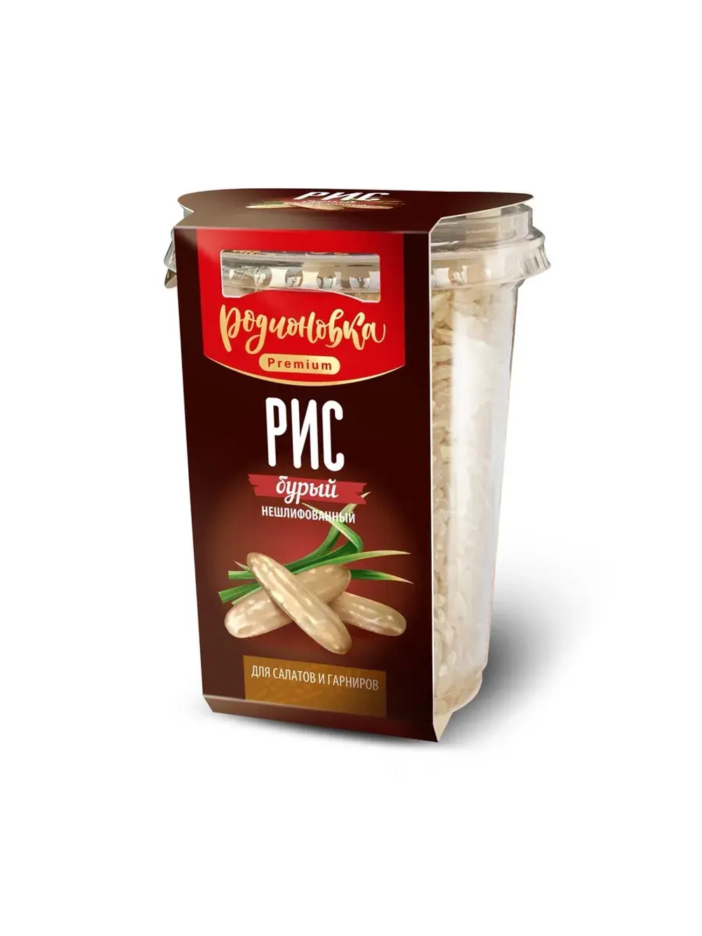 Крупа Рис бурый в стакане 375 гр ТМ Родионовка