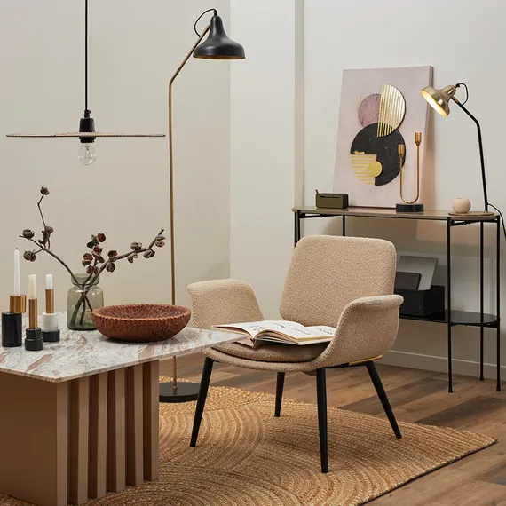 Кресло Hilde, серо-бежевое букле