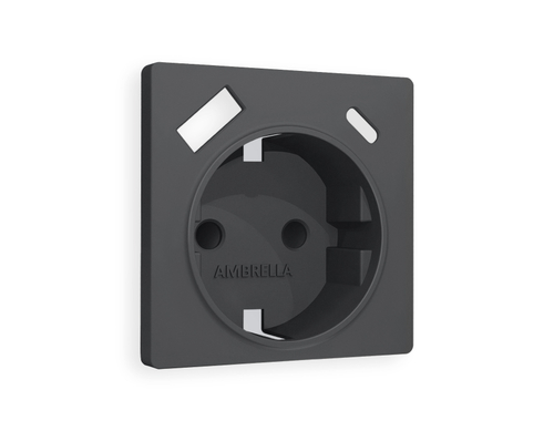 AP9100 Лицевая панель ALFA (Графит Мягкое касание) для электрической розетки с/з со шторками 2USB A+C QUANT