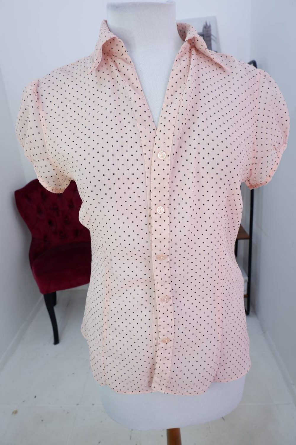 Блузка H&M в романтичный горошек, маркировка 40, визуально на 46 размер