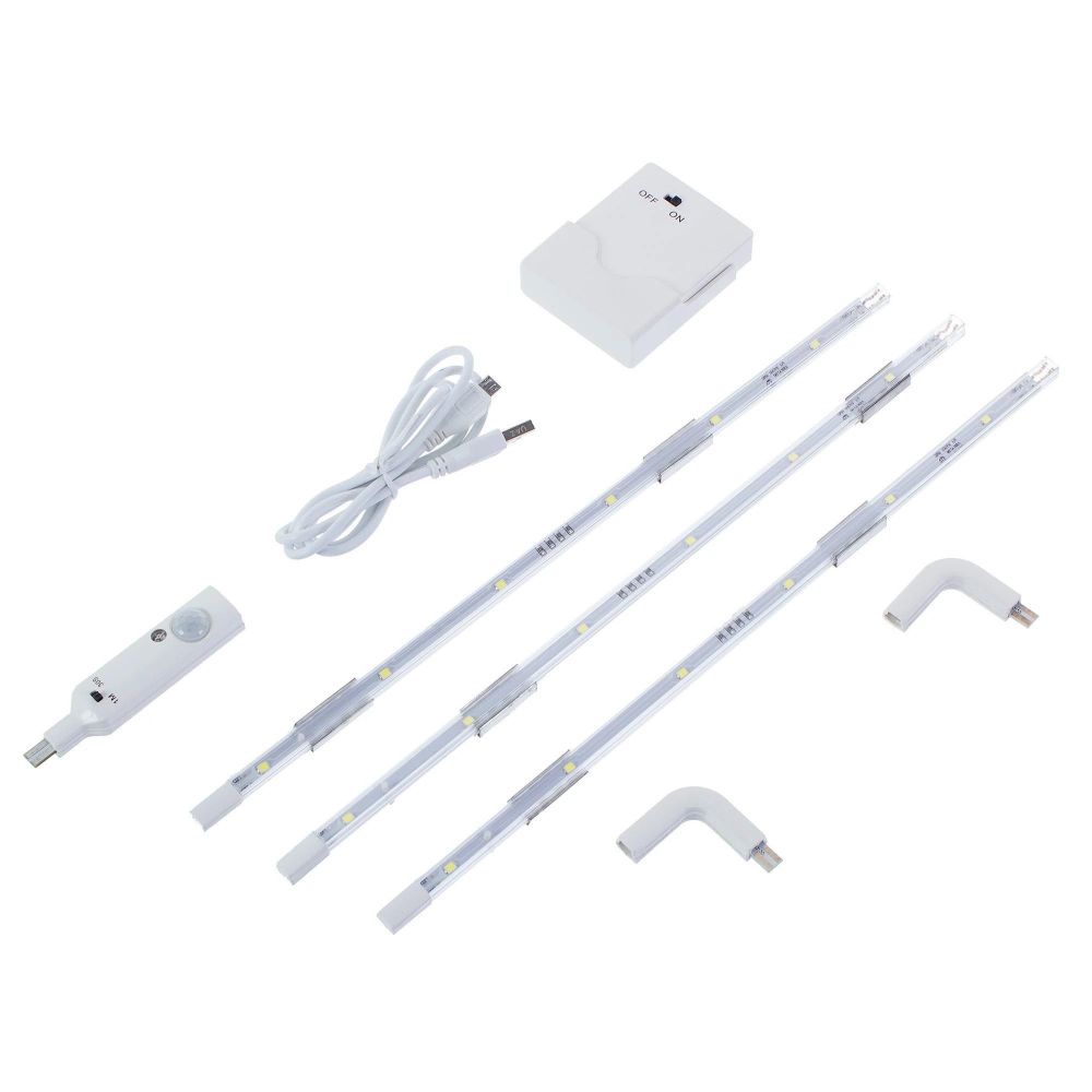 ULM-F42-3W-4200K SENSOR IP20 WHITE Комплект светодиодных полосок с датчиком движения 10Lux. Питание 4ААА. 150Lm. Белый. ТМ Uniel