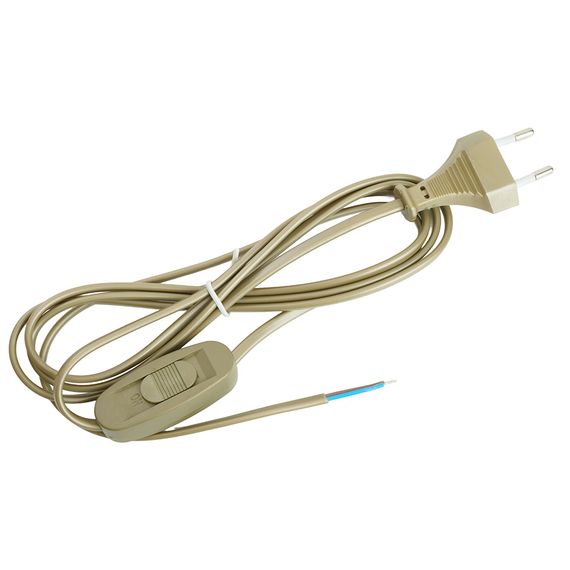 Сетевой шнур с выключателем, 230V 1,9м золото, KF-HK-1-2