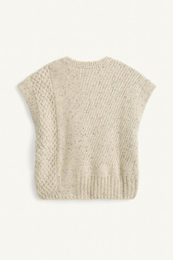 ZARA ВЯЗАНЫЙ ЖИЛЕТ СВОБОДНОГО КРОЯ ИЗ СМЕСИ ШЕРСТИ, ЭКРЮ